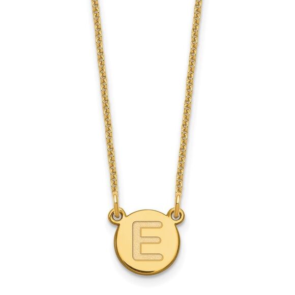 Kazi Luxury 14k Yellow Gold Tiny Circle Block Letter E Initial Necklace - Picture 1 of 2